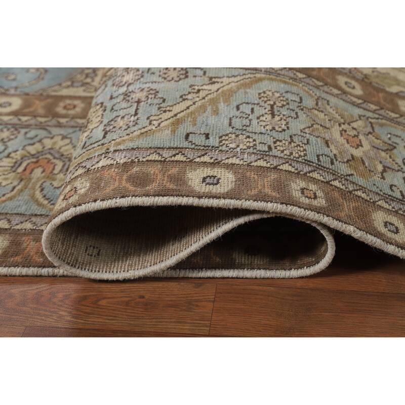 Light Blue Tabriz Persian Vintage Area Rug Handmade Wool Carpet - 9'10" x 12'7"