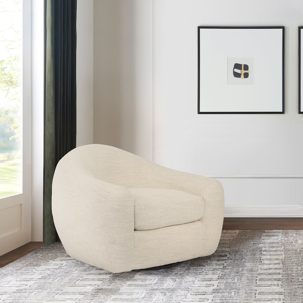 Molly Pearl Upholstered Cloud Swivel Accent Chair