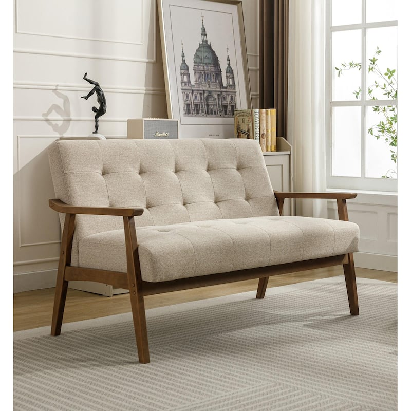 Porthos Home Mabel Fabric Loveseat Small Couch Sofa with Rubberwood Legs