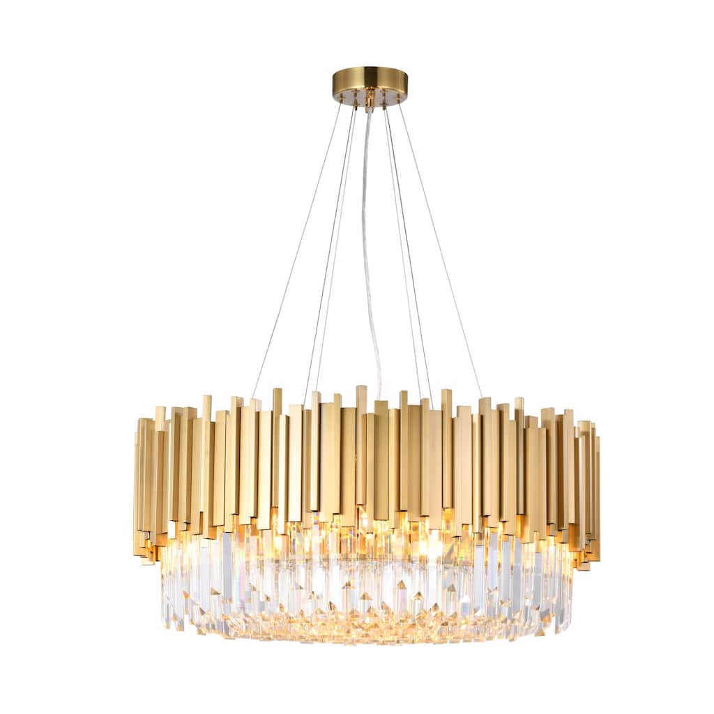 Transitional 12 Light Gold Metal Chandelier