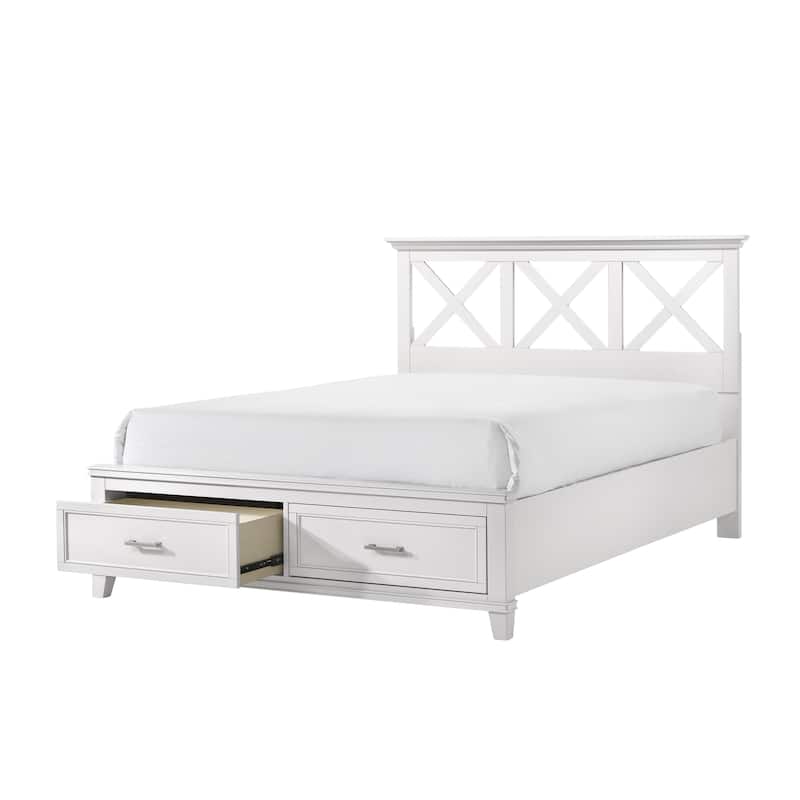 King Size Storage Bed with X-Designed Headboard and Transitional Style