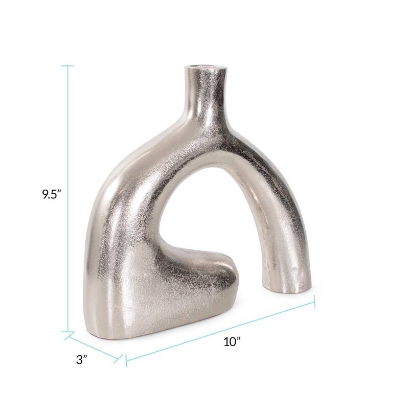 Shirin- Polished Silver Reverse Vase in Cast Aluminum- Short