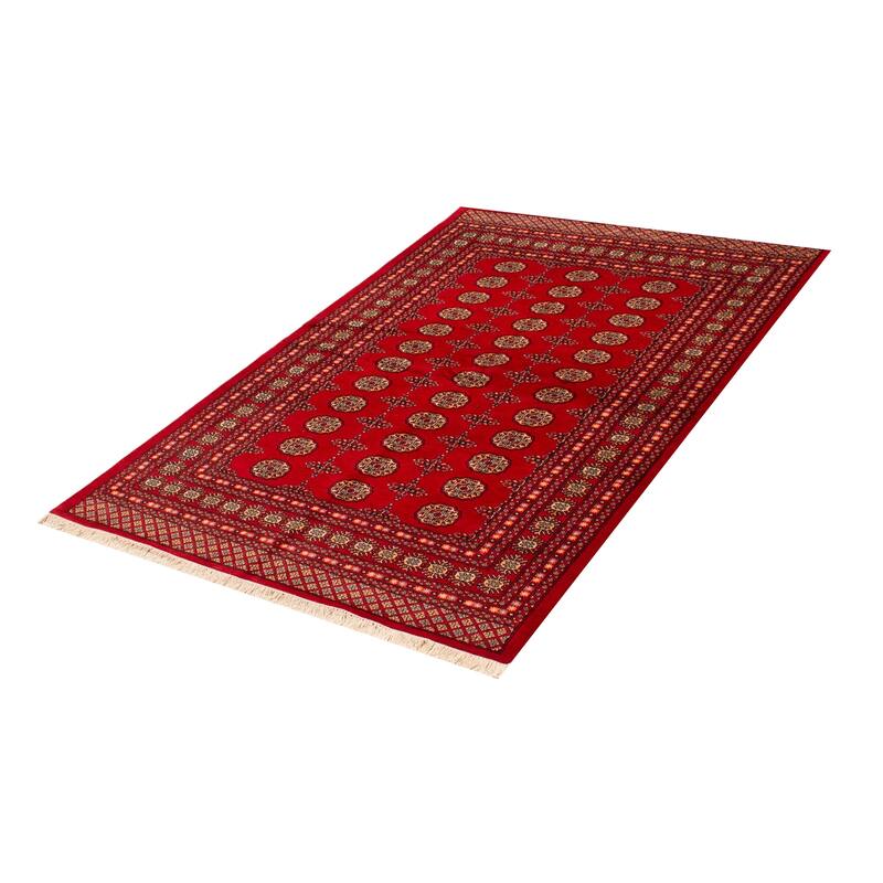 ECARPETGALLERY Hand-knotted Peshawar Bokhara Red Wool Rug - 5'8 x 8'1
