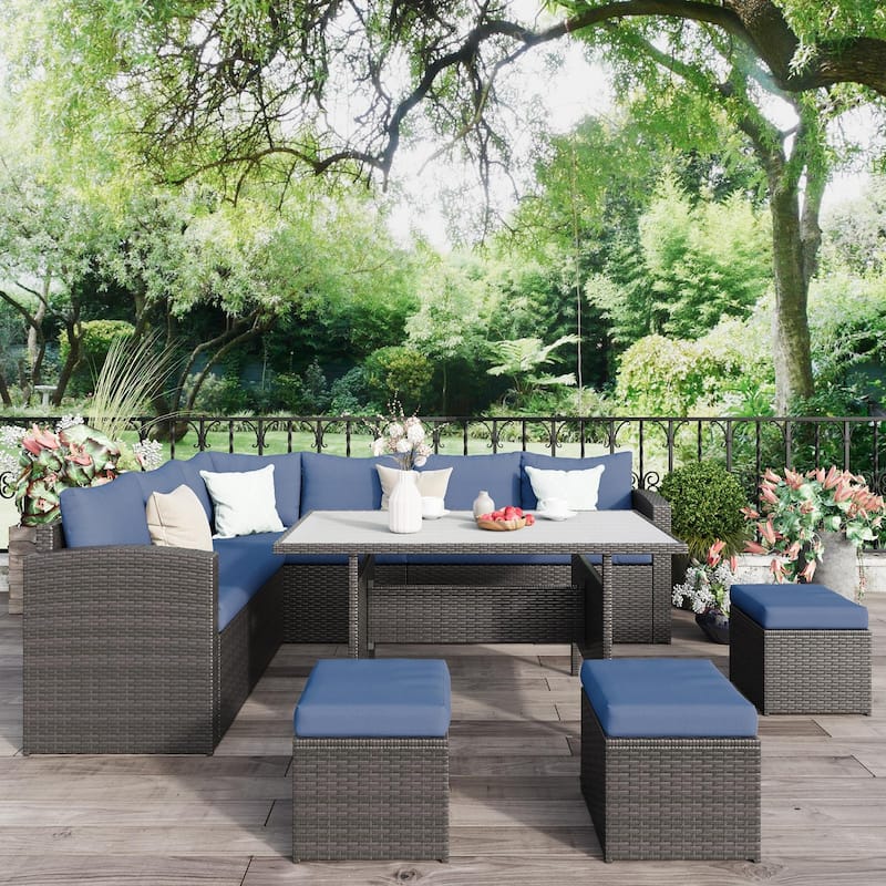 Wicker 8-Person Outdoor Seating Group with Cushions