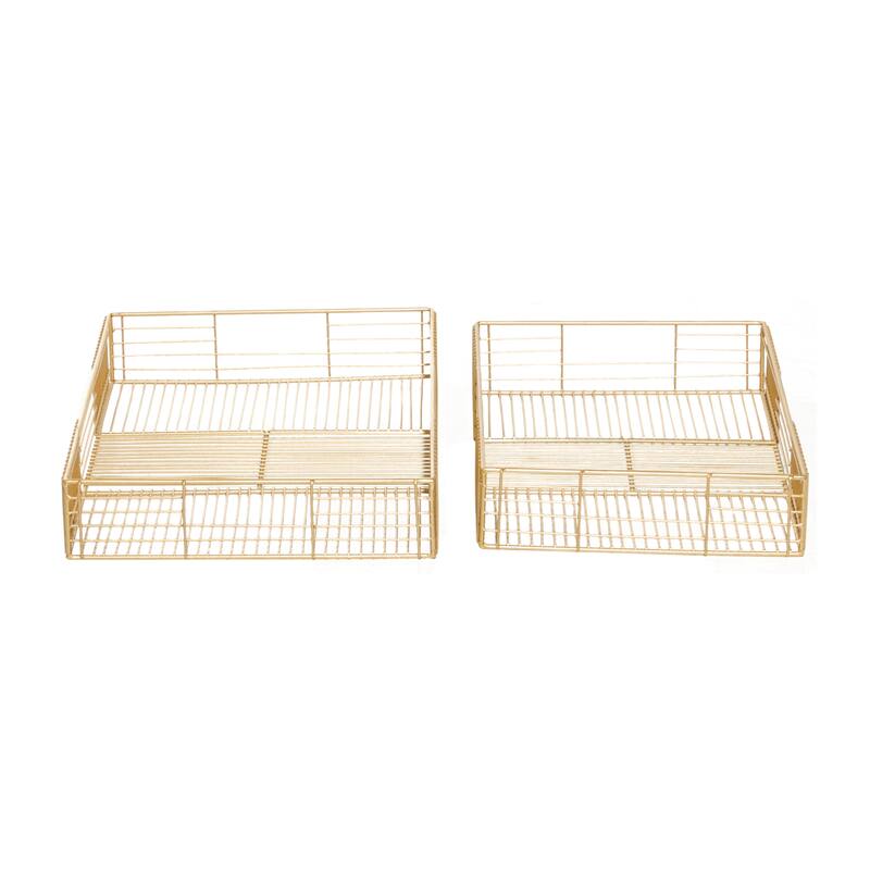Gold Iron Contemporary Tray (Set of 2) - S/2 17", 19"W