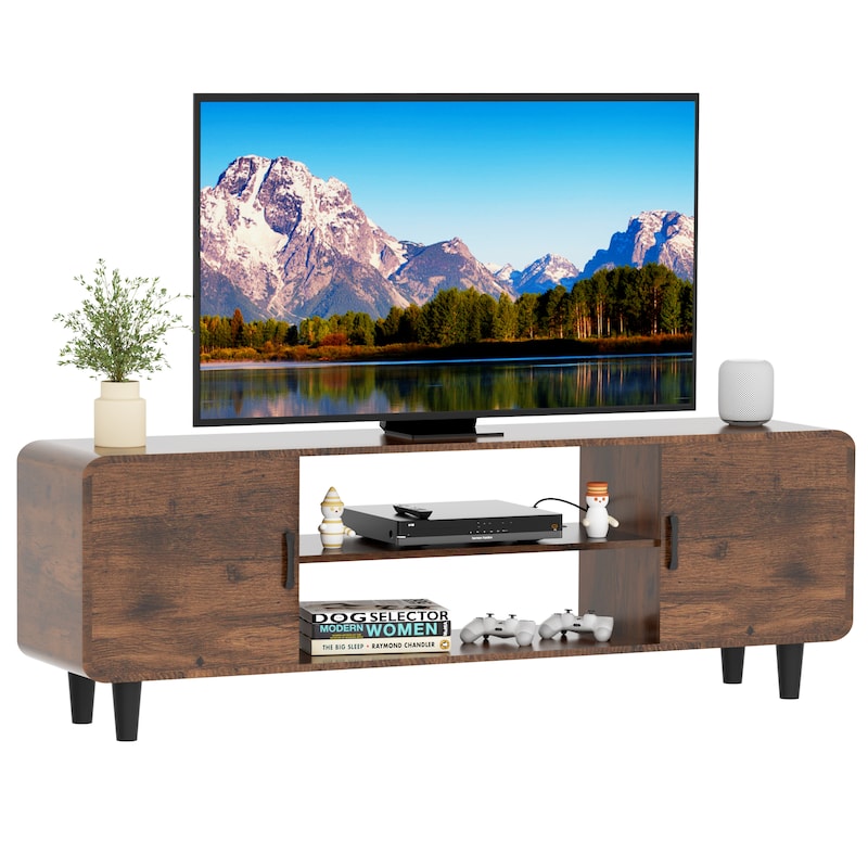 50.7" TV Stand with Storage for 55" TVs, 3-Tier Shelves and 110lb Capacity, Easy Assembly