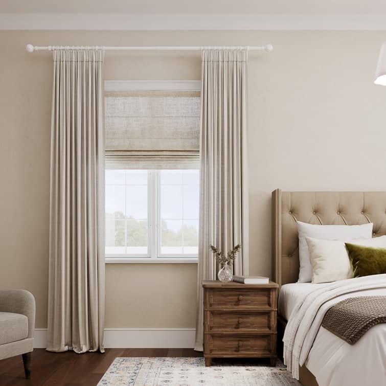 Acroma Adjustable Single Curtain Rod and Coordinating Finial Set