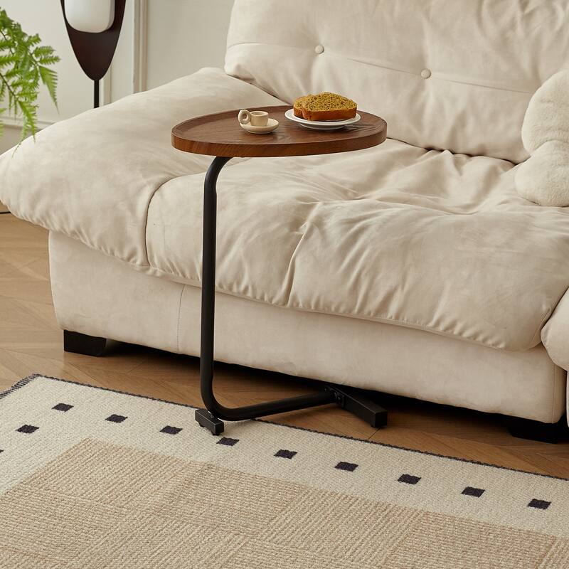 Brown C-shaped Side Table, Small Sofa Table for Living room - Brown