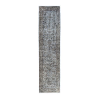 Fine Vibrance One-of-a-Kind Hand-Knotted Runner Rug - Gray, 2' 7" x 10' 7" - 2' 7" x 10' 7"