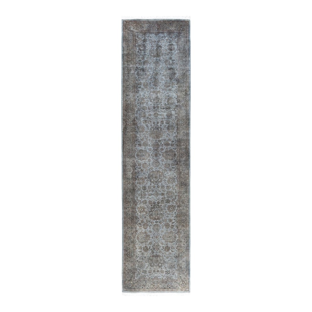 Fine Vibrance One-of-a-Kind Hand-Knotted Runner Rug - Gray, 2' 7" x 10' 7" - 2' 7" x 10' 7"