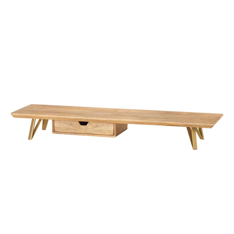 Jani Wood Monitor Stand Riser Desk - Ergonomic Design Stand, Desktop Organizer Table for Home, Office Workspace, Gaming Desk