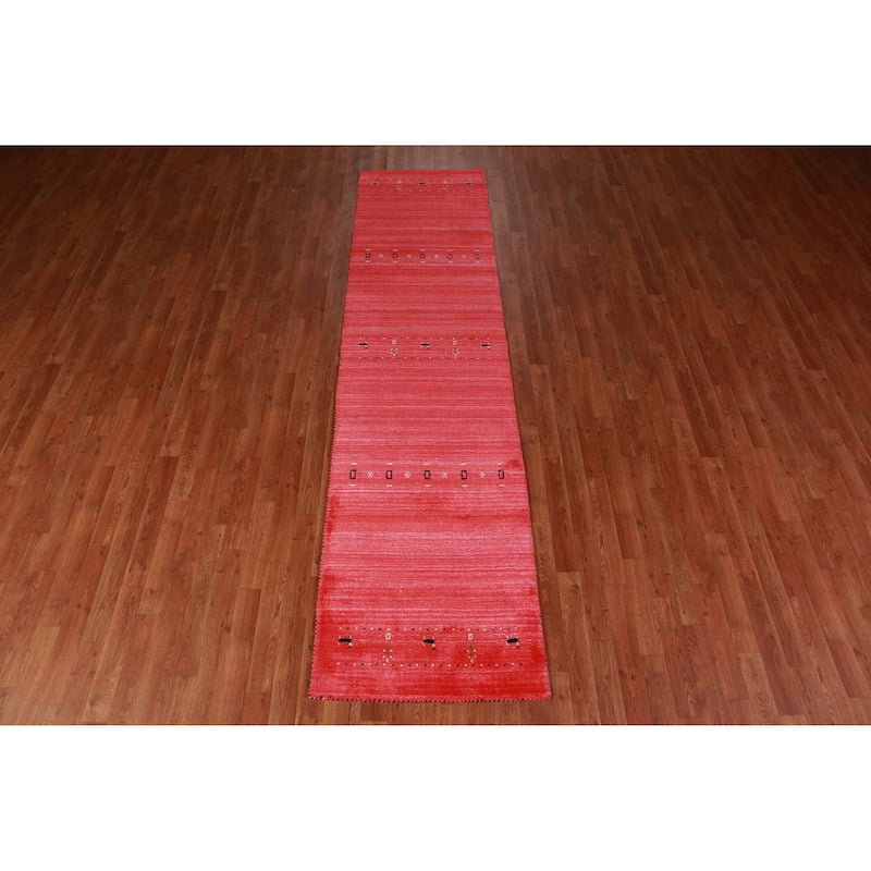 Striped Gabbeh Indian Runner Rug Handmade Wool Carpet - 2'6" x 10'0"