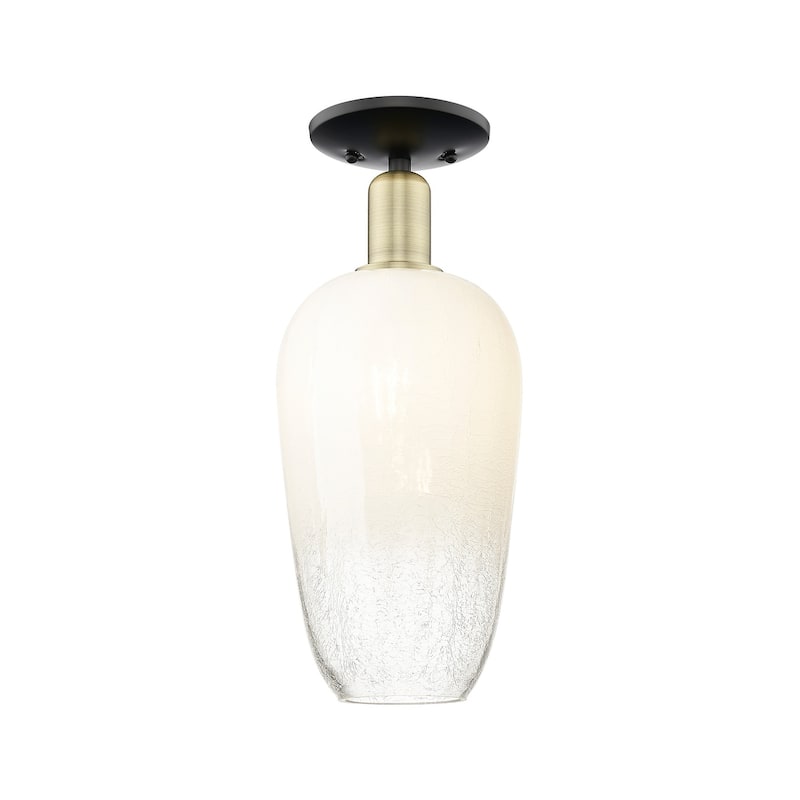 Innovations Lighting 716-1C-17-7 Brookhaven Flute Semi-Flush - Black Antique Brass / Opal