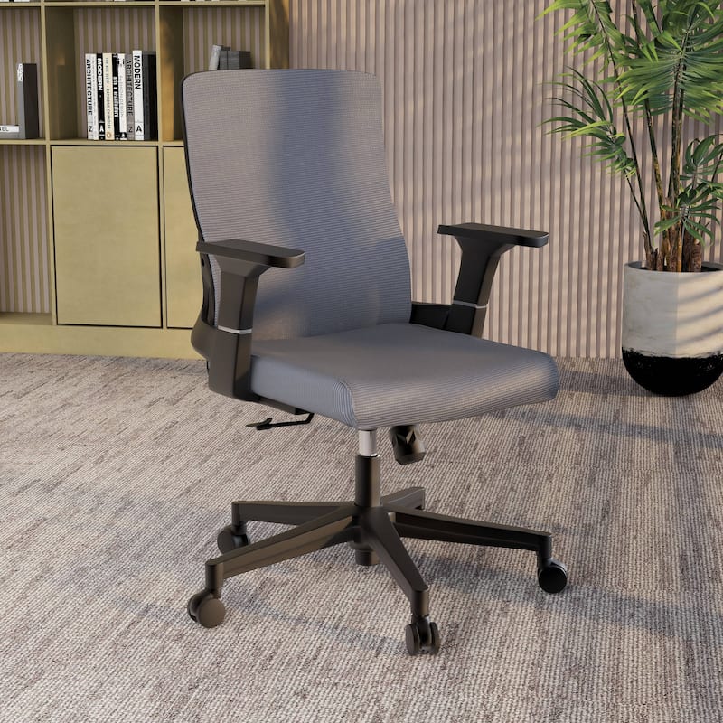 Brio Modern Ergonomic Office Desk Chair with Adjustable Height, Swivel, Breathable Fabric, Durable ABS Frame, Easy Assembly