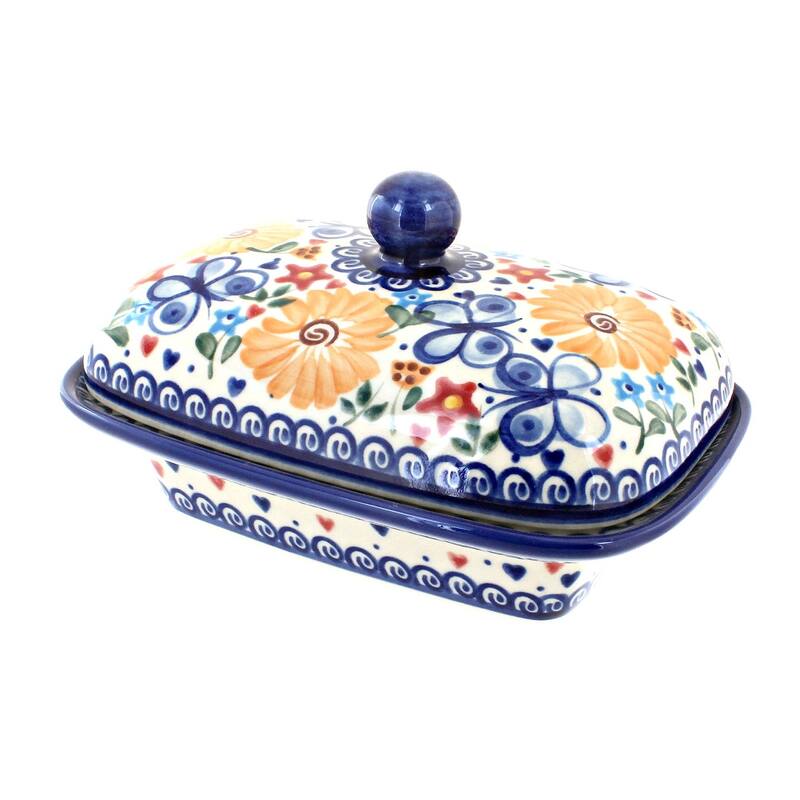Blue Rose Polish Pottery 66 Vena Butter Tub