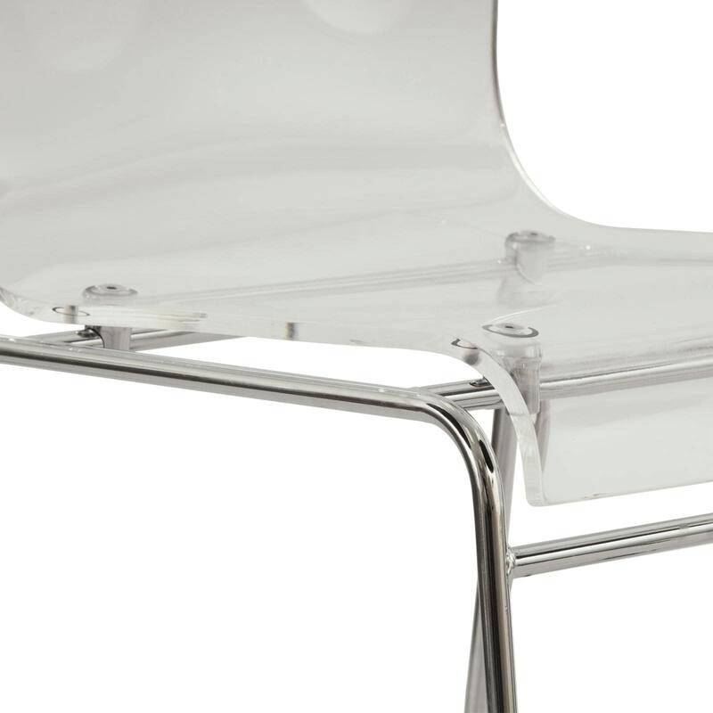 LeisureMod Lima Modern Acrylic Dining Chair with Chrome Base Set of 2