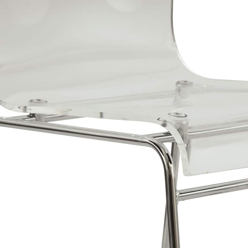 LeisureMod Lima Modern Acrylic Dining Chair with Chrome Base Set of 4