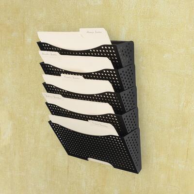 Wallniture Dots Lisbon 5-Tier Metal Hanging File Folder, Office Wall Décor