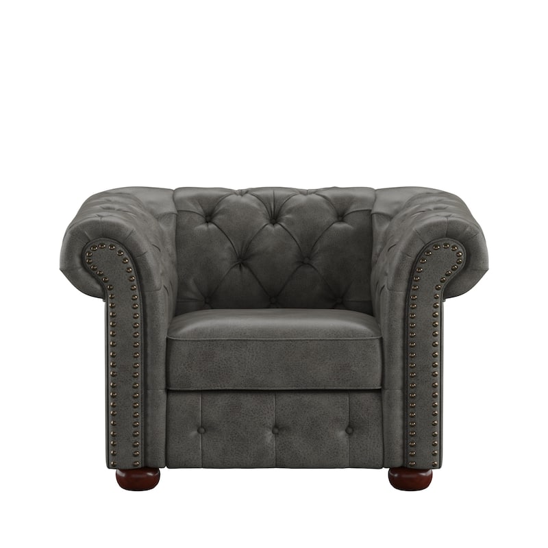 Knightsbridge Tufted Scroll Arm Chesterfield Chair by iNSPIRE Q Artisan