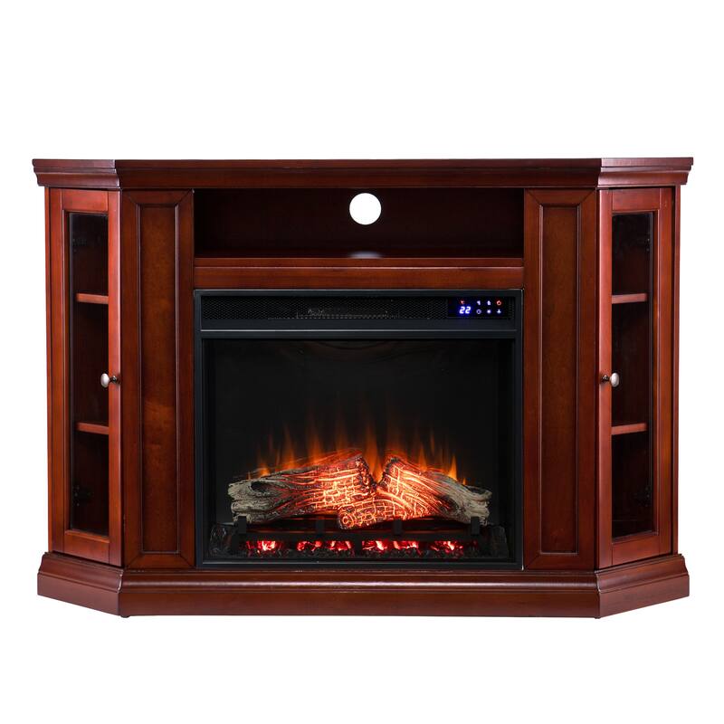 SEI Furniture Argenteum Mahogany Media TV Stand Electric Fireplace for TV's up to 46"