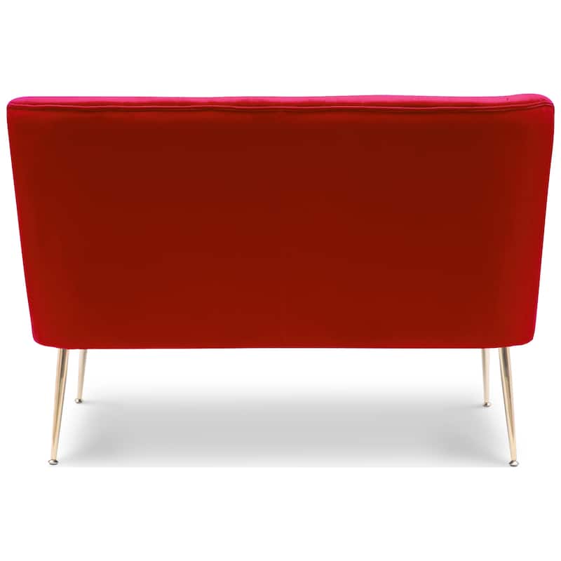 Farrah Upholstered Velvet Polyester 46" Wide Loveseat - Armless/ Scalloped Back