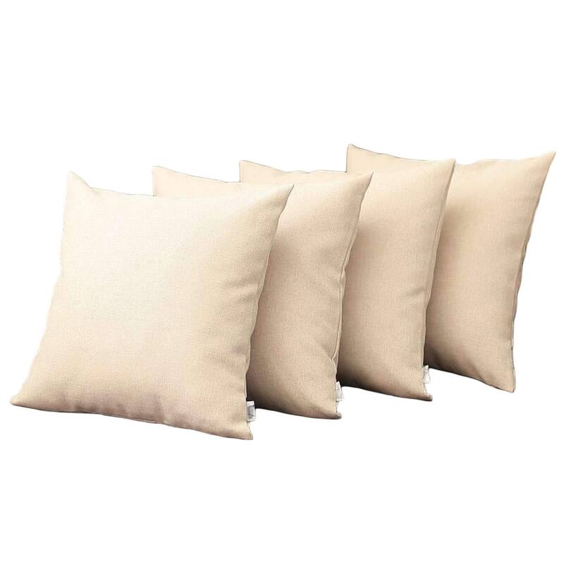 Set of Four 18" Ivory Fabric Throw Pillows