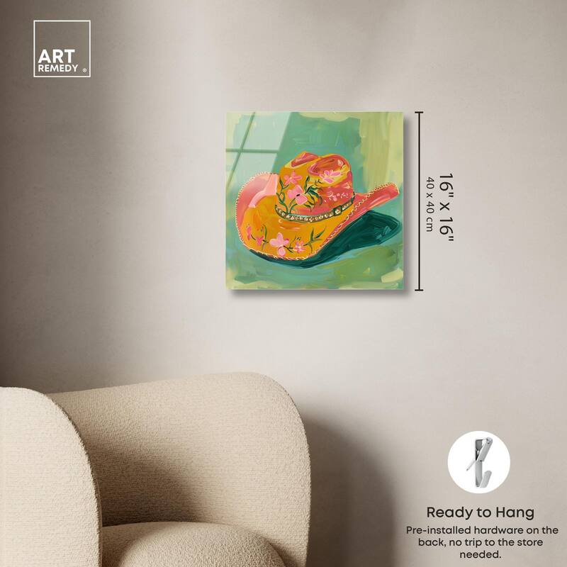 Wildflower Cowboy Hat Acrylic by Art Remedy, Ready to Hang