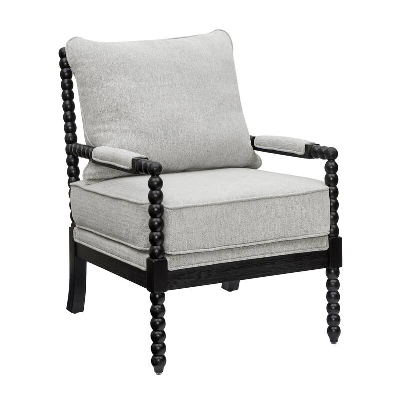 Roundhill Furniture Belvoir Upholstered Spool Accent Chair with Turned Wood Frame