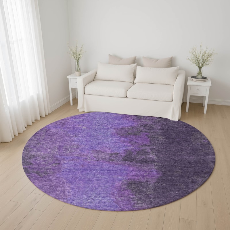 Premium Washable Super Soft Vintage Traditional Mayfield Rug - Eggplant - 8' x 8'