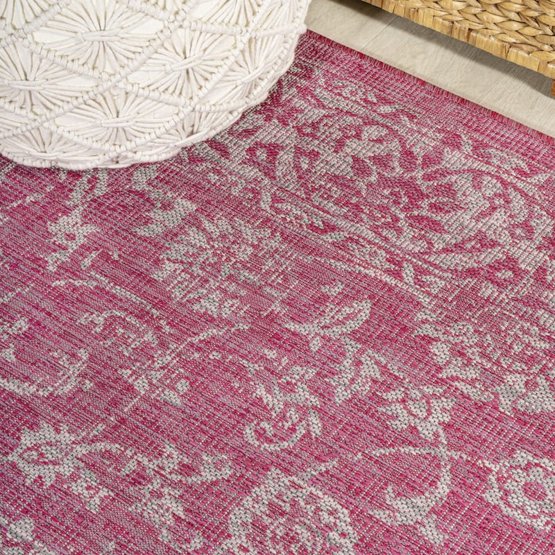 JONATHAN Y Sinjuri Bohemian Textured Weave Floral Indoor/Outdoor Area Rug