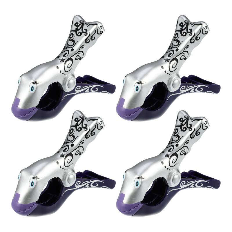 Clownfish ABS Clothespins for Craft 4.53"x3.39"x1.50" Purple Silver Tone 4pcs - Purple Silver Tone