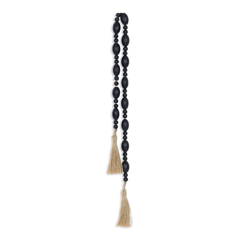 Mixed Oval and Spherical Bead Tassel Decoration Dark Blue - 36"