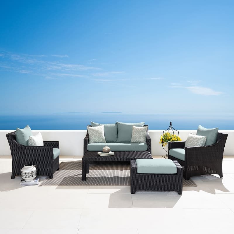 Deco 5 Piece Sunbrella Outdoor Patio Love & Club Seating Set