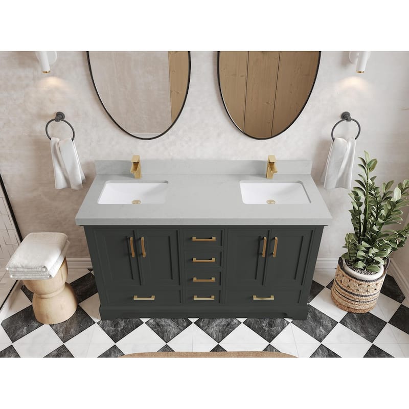 Willow Collections 60 in. W x 22 in. D Charlotte Double Sink Bathroom Vanity with Countertop
