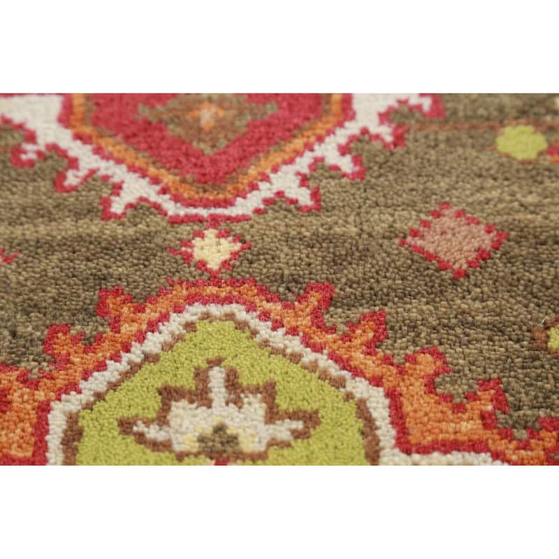 Hand Knotted Oriental 100% Wool Carpet Traditional Geometric Green Kazak Runner Rug - 9' 9'' X 2' 6''