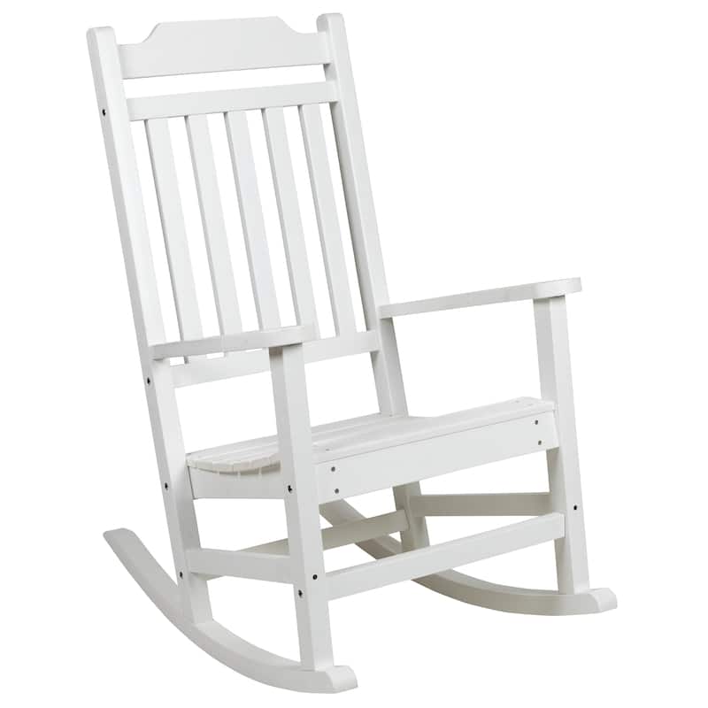 Set of 2 Indoor/Outdoor Poly Resin Rocking Chairs with Side Table - 25.625"W x 35"D x 42"H