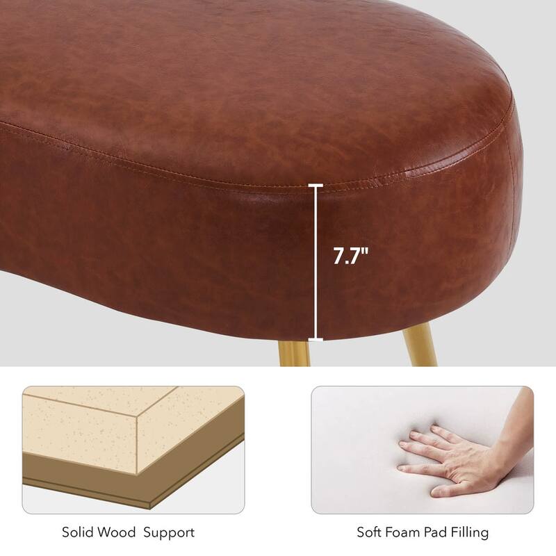 MCombo Ottoman Bench, Waiting Room Chairs for Living Room Entryway, Faux Leather Upholstered Footstool with Storage Packet W725