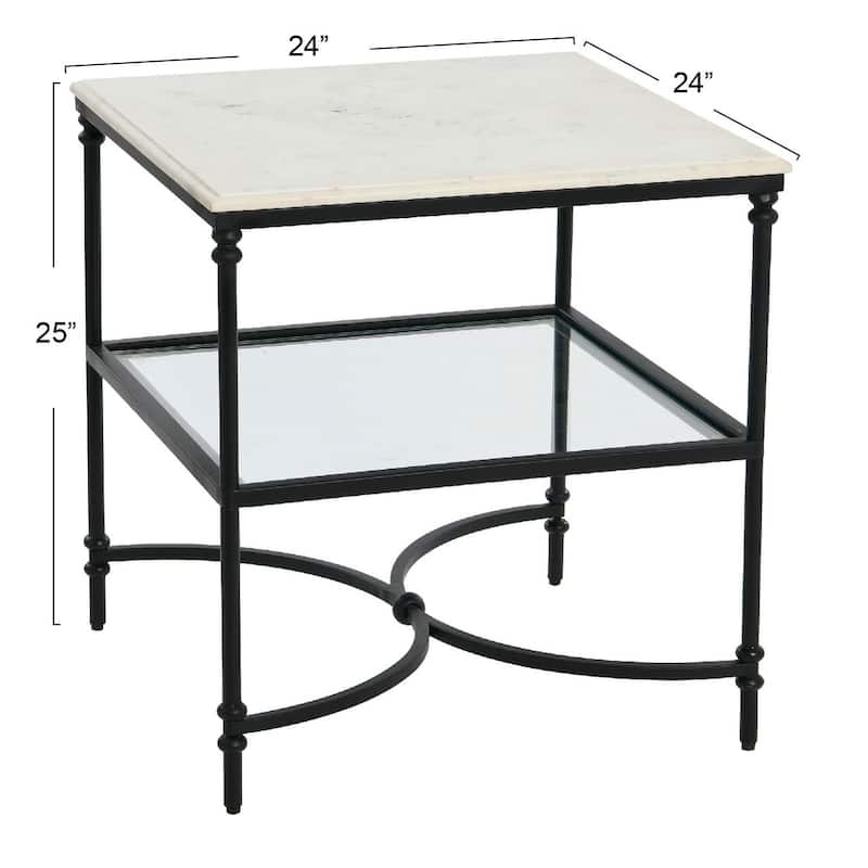 Marble and Metal End Table