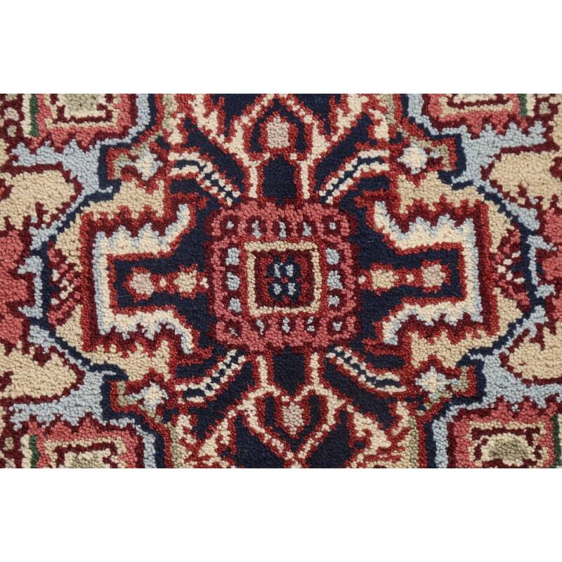 Geometric Traditional Heriz Serapi Oriental Wool Area Rug Hand-knotted - 4'0" x 5'11"