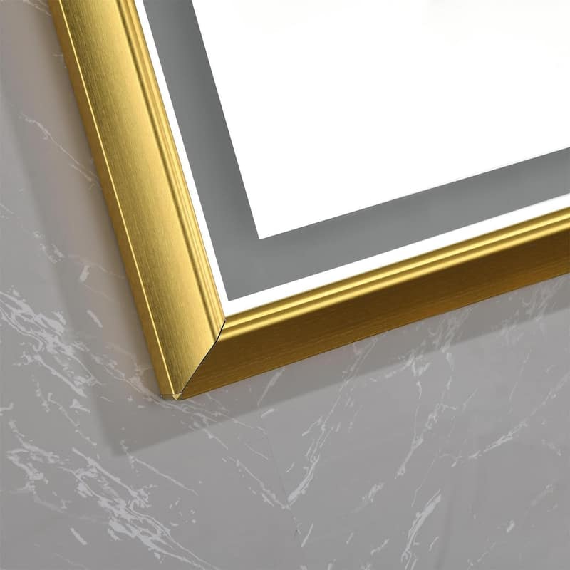 Rectangular Brushed gold Framed LED Mirror Bathroom Vanity Mirror