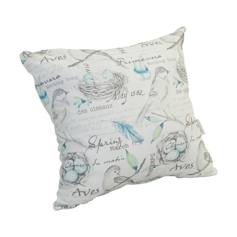 17-inch Square Reversible Multi-pattern Outdoor Throw Pillow (Set of 2) - Set of 2 - Bird Song