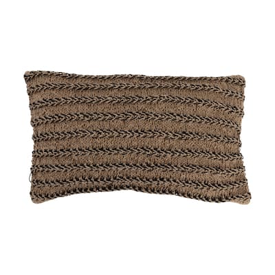 Hand-Woven Jute and Cotton Macramé Lumbar Pillow