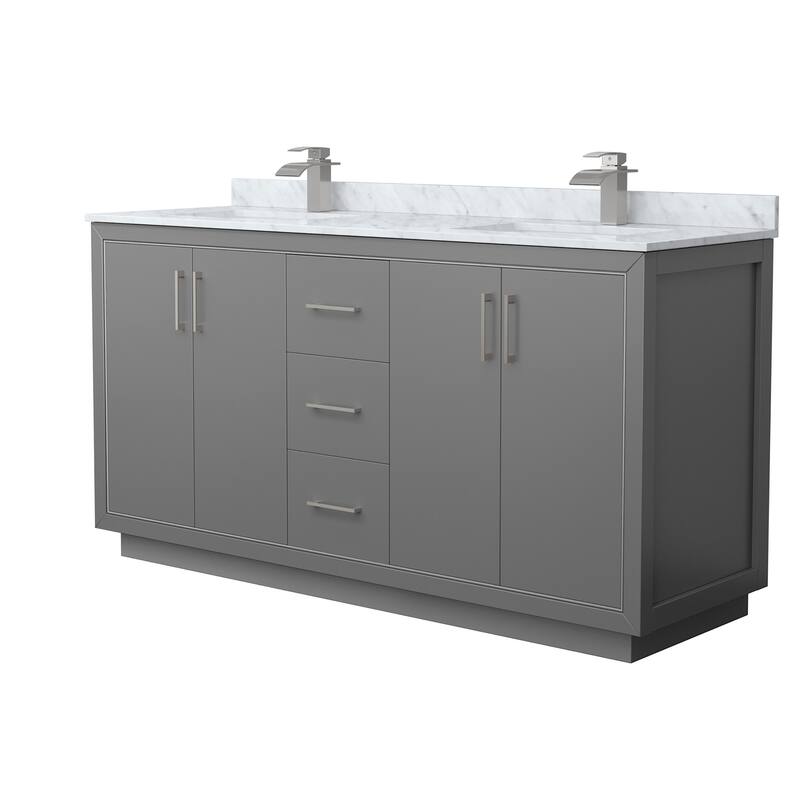 Wyndham Collection WCF1111-66D-NAT-MXX Icon 66" Free Standing Double - Dark Gray / Brushed Nickel Hardware