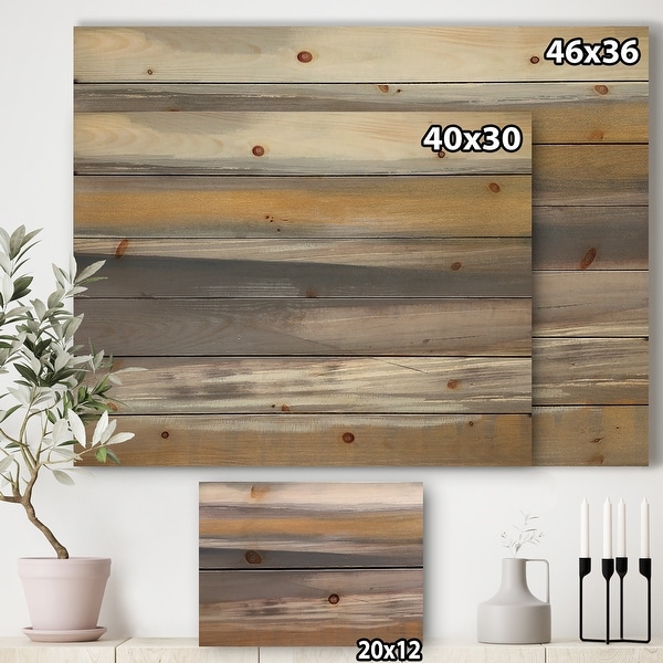Designart 'Misty Grey Beach' Nautical & Coastal Print on Natural Pine Wood