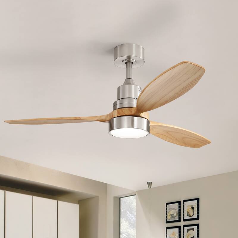 Sofucor 52" Indoor Wood Ceiling Fan Light with Remote, Integrated Light Optional