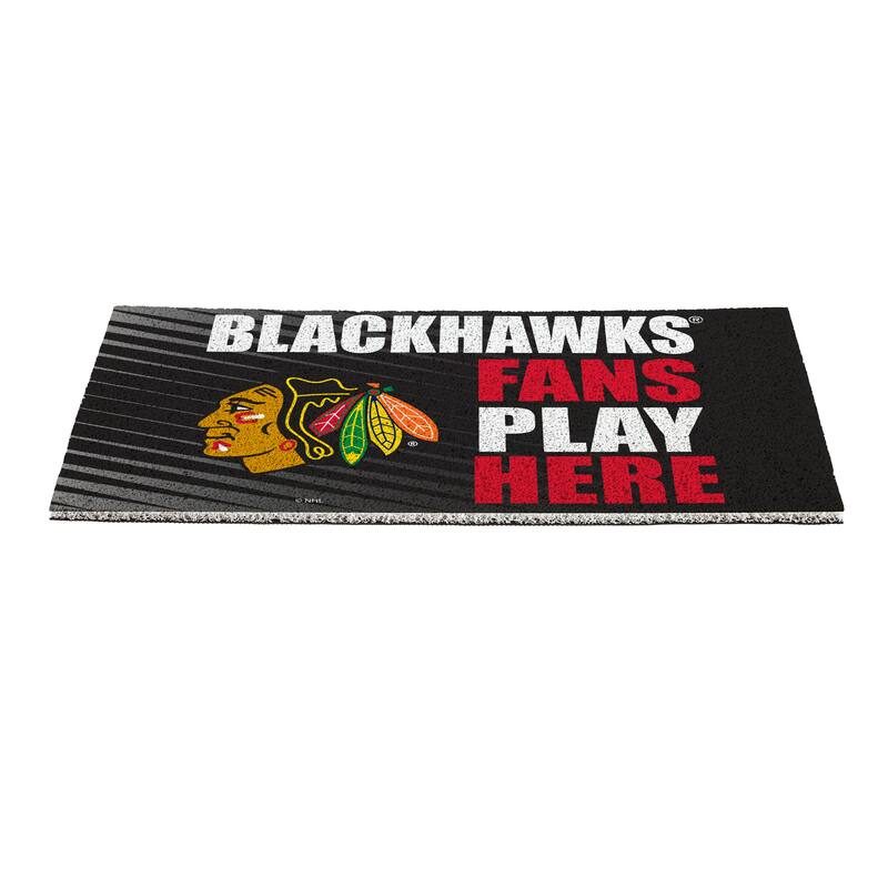 28 in. x 16 in. Chicago Blackhawks "Fans Play Here" PVC Door Mat