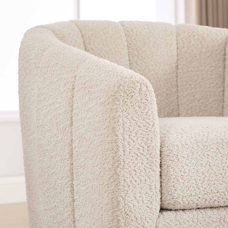 Modern Cushioned Metal Base 360° Swivel Chair, Upholstered Barrel Chair, Club Armchair for Living Room, Family Room, Bedroom