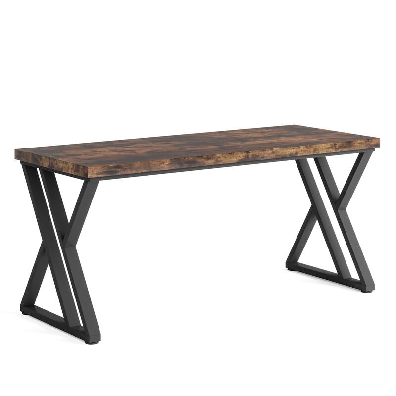 55" Modern Writing Desk with Z-Shaped Metal Legs, Heavy Duty