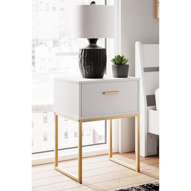 Signature Design by Ashley Socalle White/Gold Nightstand