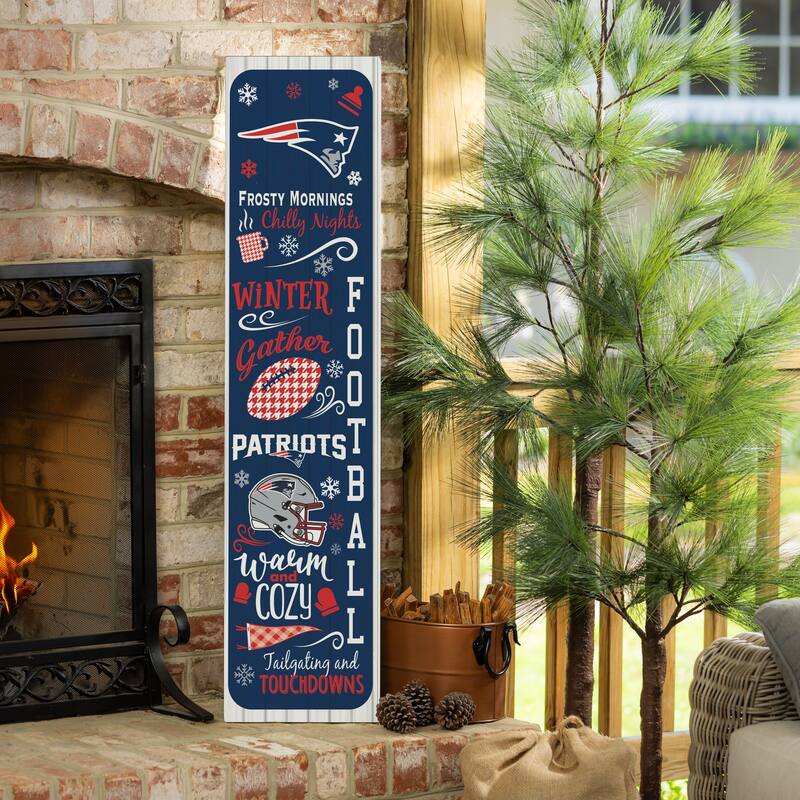 47" Double Sided Seasonal Porch Leaner, New England Patriots - 47" x 11.25" - Winter